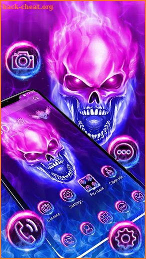 Purple Blue Fire Skull Gravity Theme screenshot