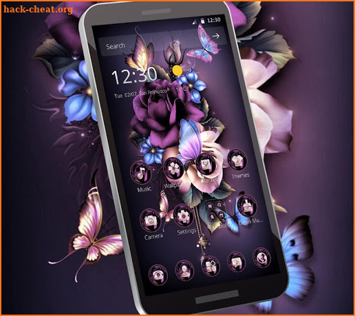 Purple Butterfly Flower Theme screenshot