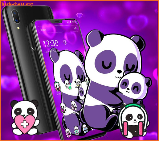 Purple Cute Panda Theme screenshot