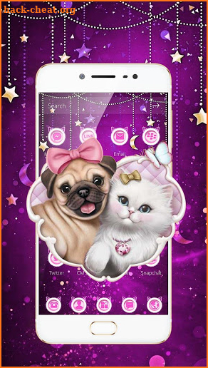 Purple Cuteness Kitty & Puppy Anime Theme screenshot