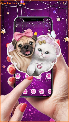 Purple Cuteness Kitty & Puppy Anime Theme screenshot