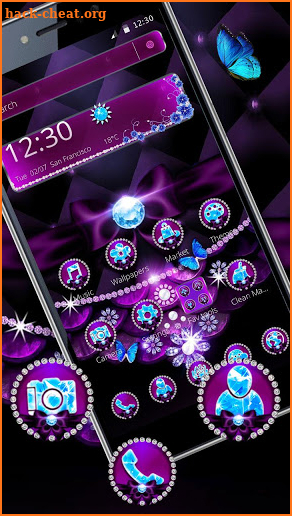 Purple diamond Bow Theme screenshot