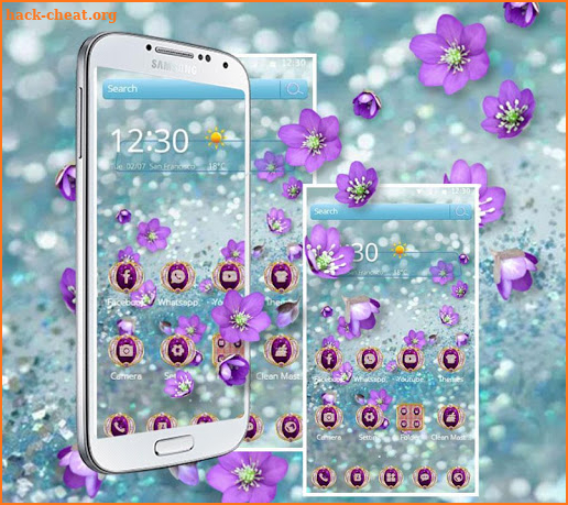 Purple Diamond Crystal Rose Theme screenshot