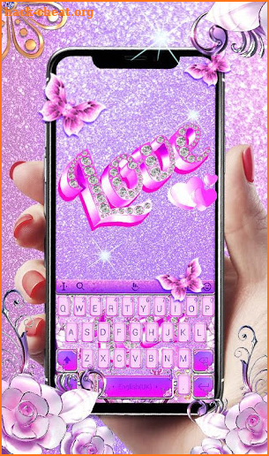 Purple Diamond Love Keyboard Theme screenshot