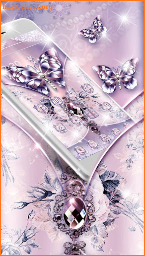 Purple Diamond Silk Butterfly Theme screenshot