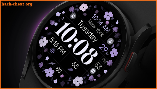 Purple Flowers Watch Face screenshot