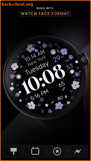 Purple Flowers Watch Face screenshot