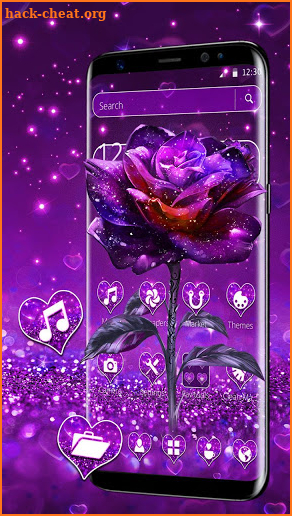 Purple Glitter Dreamy Rose Theme screenshot