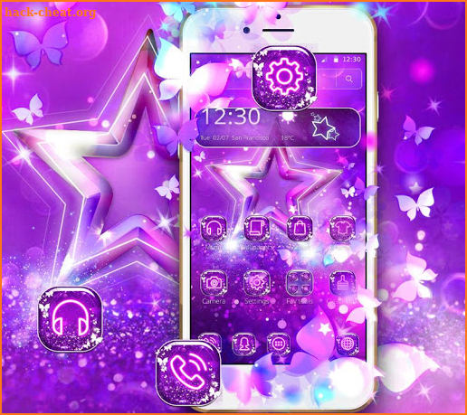 Purple Glitter Stars Butterfly Theme screenshot