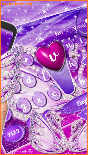 Purple Glittering Swan Keyboard screenshot