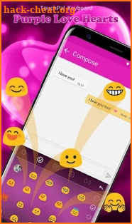 Purple Love Hearts Keyboard Theme screenshot