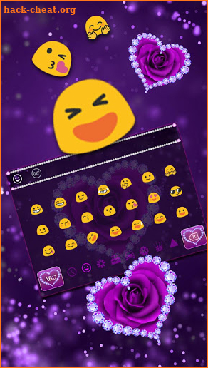 Purple Love Rose Diamond Keyboard Theme screenshot