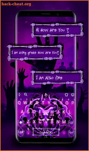 Purple Metal Skull Keyboard Theme screenshot