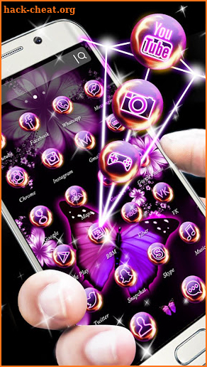 Purple Neon Butterfly Theme screenshot