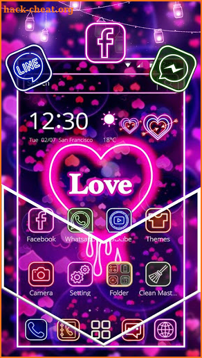 Purple Neon Love Theme screenshot