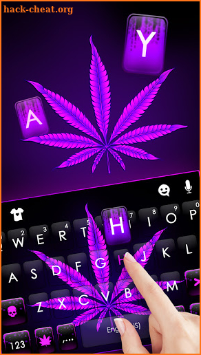 Purple Neon Weed Keyboard Background screenshot