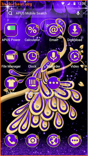 Purple Peacock APUS Launcher theme screenshot