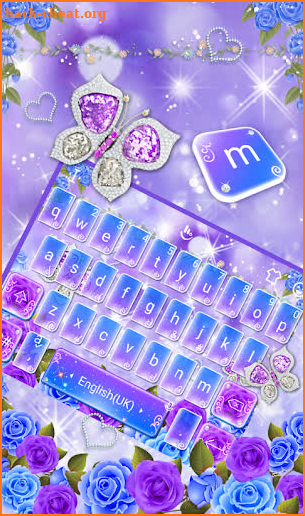 Purple Rose Diamond Butterfly Keyboard screenshot