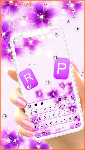 Purple Shiny Flowers Keyboard Background screenshot