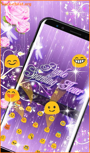 Purple Sparkling Flower Keyboard Theme screenshot