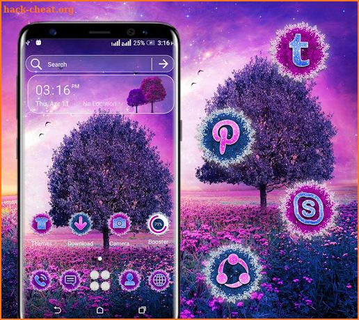 Purple Tree Flowers Launcher Theme screenshot