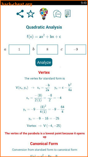 Quadratic Analysis PRO screenshot