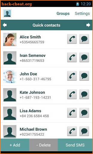 Quick Contacts PRO screenshot