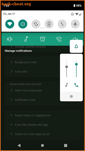 Quick Volume Control in notification bar screenshot