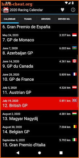 Racing Calendar 2020 (No Ads) screenshot