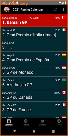 Racing Calendar 2021 - Donation screenshot