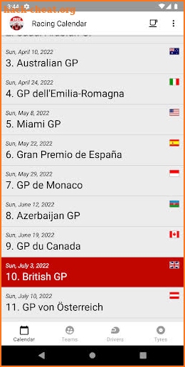 Racing Calendar 2022 - Donate screenshot