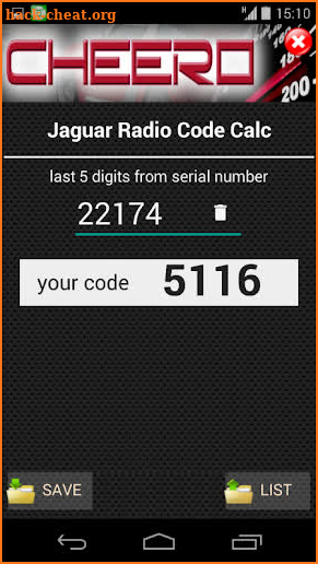 RADIO CODE CALC FOR JAGUAR ALPINE SERIES screenshot