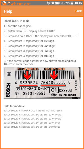 RADIO CODE CALC FOR SUZUKI IGNIS SUBARU JUSTY G3X screenshot