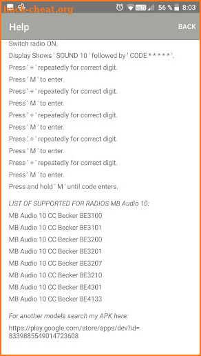 RADIO CODE for AUDIO 10 CC screenshot