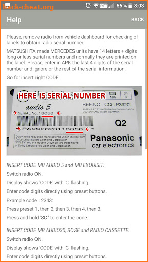 RADIO CODE for AUDIO 5 CC screenshot