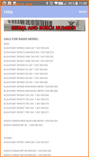 RADIO CODE for SCANIA TRUCK screenshot