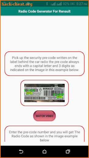 Radio Code Generator For Renault screenshot