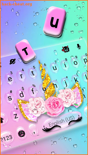 Rain Drop Flower Unicorn Keyboard Theme screenshot