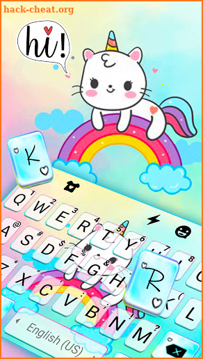 Rainbow Cat Unicorn Keyboard Background screenshot