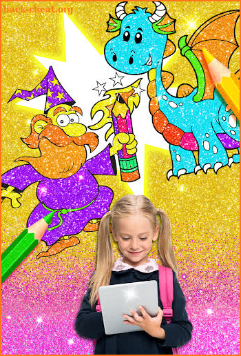 Rainbow Glitter Coloring Book Dragons screenshot