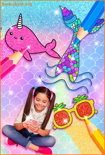 Rainbow Glitter Coloring Book Mermaids screenshot