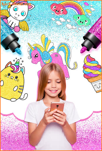 Rainbow Glitter Coloring Book - Unicorn Artist screenshot