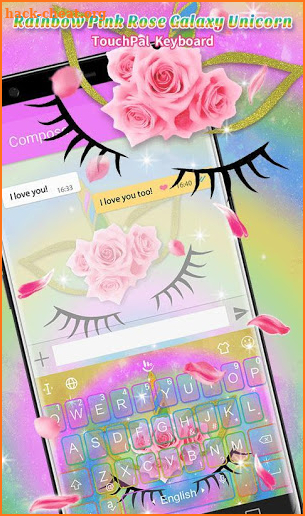 Rainbow Rose Galaxy Unicorn Cat Keyboard Theme screenshot