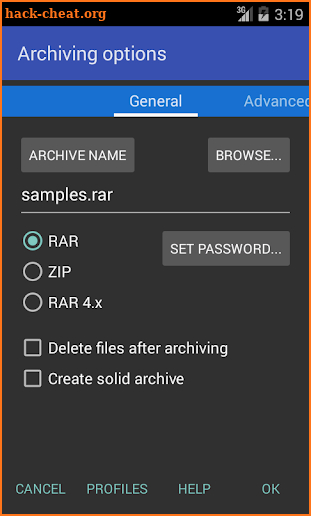 RAR screenshot