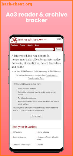 Reader for AO3 screenshot