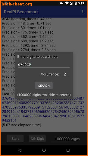 Real Pi Benchmark screenshot