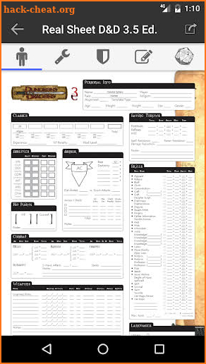 Real Sheet ∞: D&D 3.5 + Dices screenshot