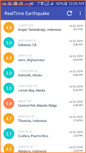 RealTime Earthquake screenshot