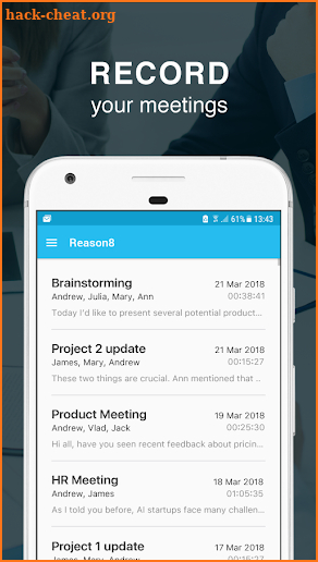 Reason8 Meeting Summaries screenshot