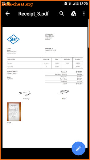 Receipt & Invoice screenshot